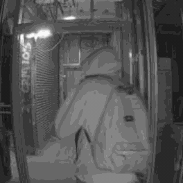 Ajax photo verification: a hooded figure with a backpack close to the sensor at night